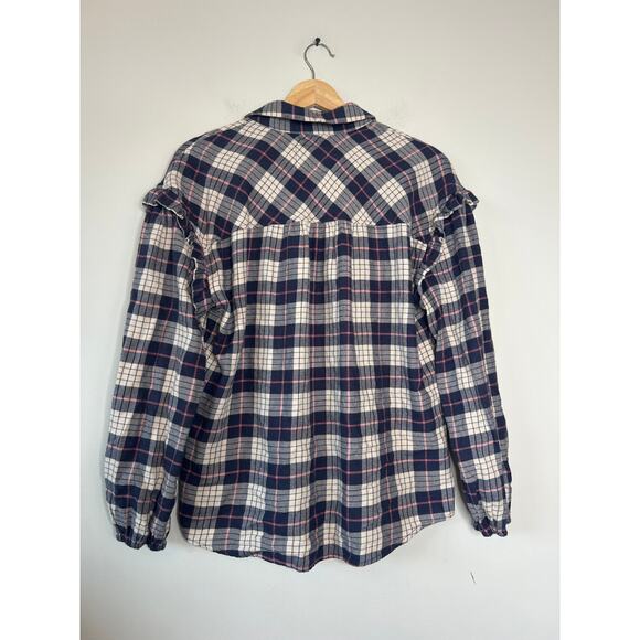 NEW Rails Willow Plaid Ruffle-Trim Collared Button-Up Shirt Multi Color Size: S - Picture 7 of 8